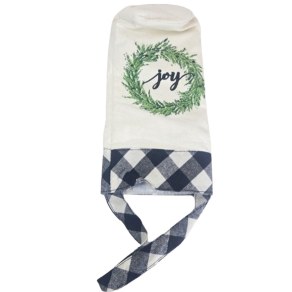 🎁 JOY Tall Gift Bag Round Base White & Green&Black 18" Christmas GiftLined Luxe